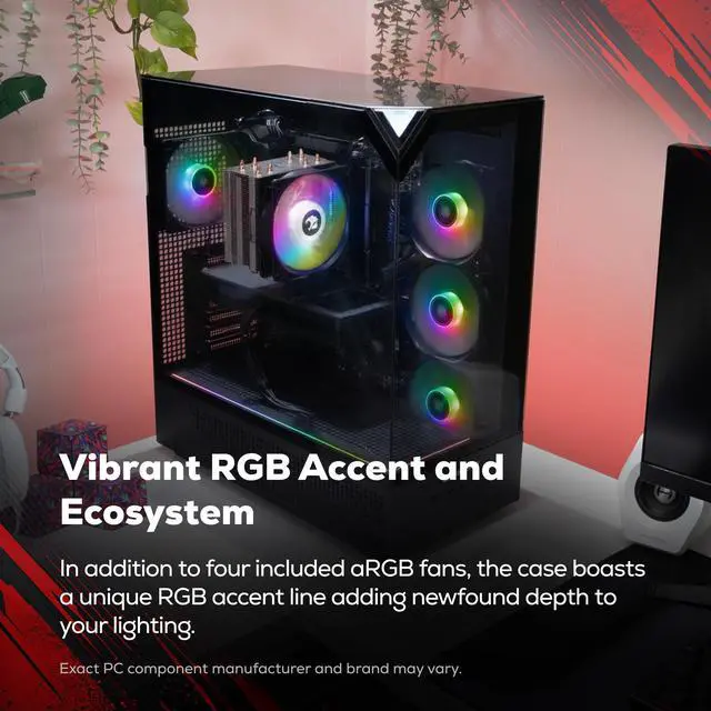 Alt view image 4 of 7 - iBUYPOWER Element Gaming PC Desktop Computer AMD Ryzen 7 9700F CPU, NVIDIA GeForce RTX 5060 8GB GPU, 16GB DDR5 RAM, 1TB NVMe SSD, Windows 11 Home, Keyboard, Mouse Black