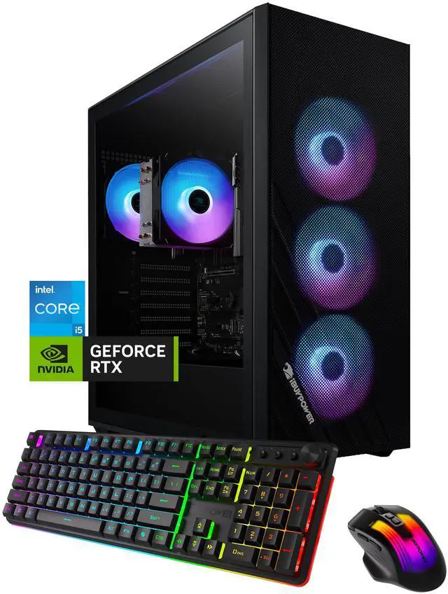 Main image of iBUYPOWER Scale Gaming PC Desktop Computer Intel Core i5 14400F CPU, NVIDIA GeForce RTX 5060Ti 8GB GPU, 16GB DDR4 Non-RGB RAM, 1TB NVMe SSD, Windows 11 Home, Keyboard, Mouse Black