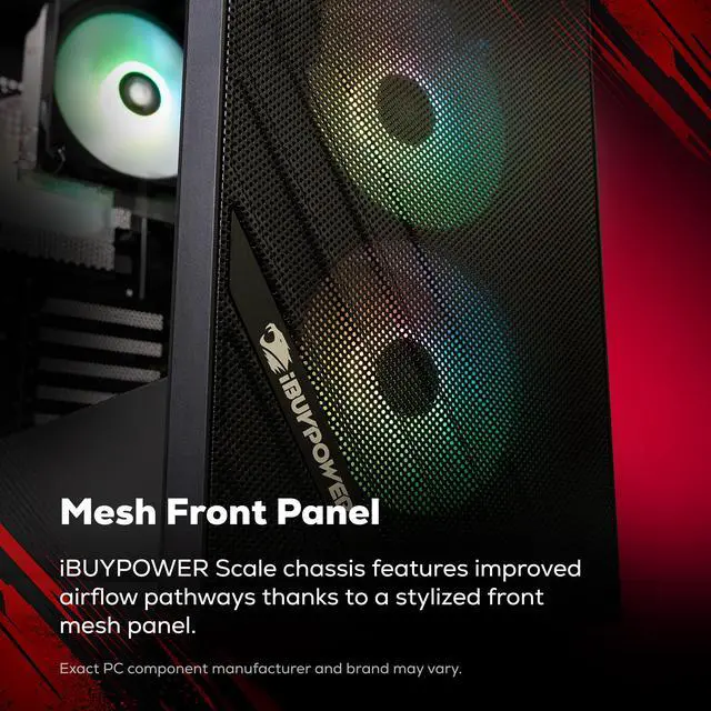 Alt view image 4 of 7 - iBUYPOWER Scale Gaming PC Desktop Computer Intel Core i5 14400F CPU, NVIDIA GeForce RTX 5060Ti 8GB GPU, 16GB DDR4 Non-RGB RAM, 1TB NVMe SSD, Windows 11 Home, Keyboard, Mouse Black