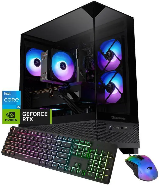Main image of iBUYPOWER Element SE Gaming PC Desktop Computer Intel Core i5 14400F CPU, NVIDIA GeForce RTX 5060 8GB GPU, 16GB DDR5 RAM, 1TB NVMe SSD, Windows 11 Home, Keyboard, Mouse - Black