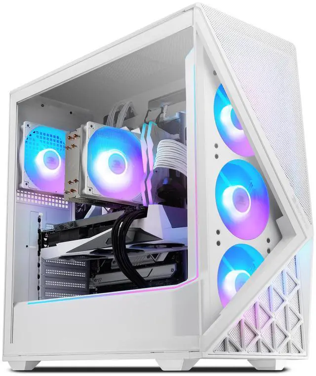 Alt view image 2 of 7 - iBUYPOWER Slate Gaming PC Desktop Computer Intel Core Ultra 7 265F CPU, NVIDIA GeForce RTX 5060Ti 8GB GPU, 32GB DDR5 RAM, 2TB NVMe SSD, Windows 11 Home, Keyboard, Mouse - White