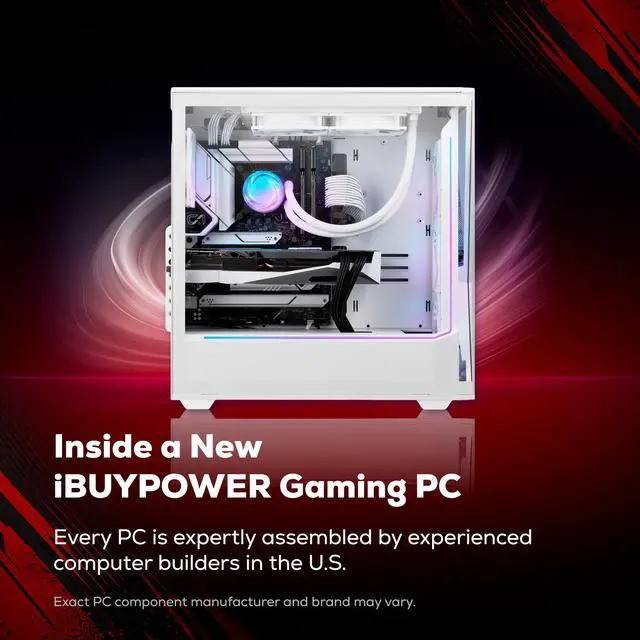 Alt view image 3 of 7 - iBUYPOWER Slate Gaming PC Desktop Computer AMD Ryzen 7 7700X3D CPU, AMD Radeon RX 9070 GRE 12GB GPU, 32GB DDR5 RAM, 1TB NVMe SSD, Windows 11 Home, Keyboard, Mouse White