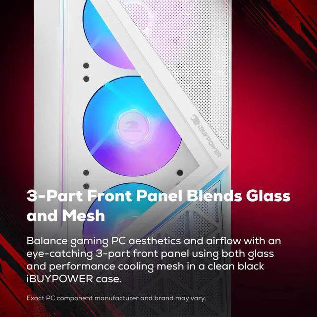 Alt view image 4 of 7 - iBUYPOWER Slate Gaming PC Desktop Computer AMD Ryzen 7 7700X3D CPU, AMD Radeon RX 9070 GRE 12GB GPU, 32GB DDR5 RAM, 1TB NVMe SSD, Windows 11 Home, Keyboard, Mouse White