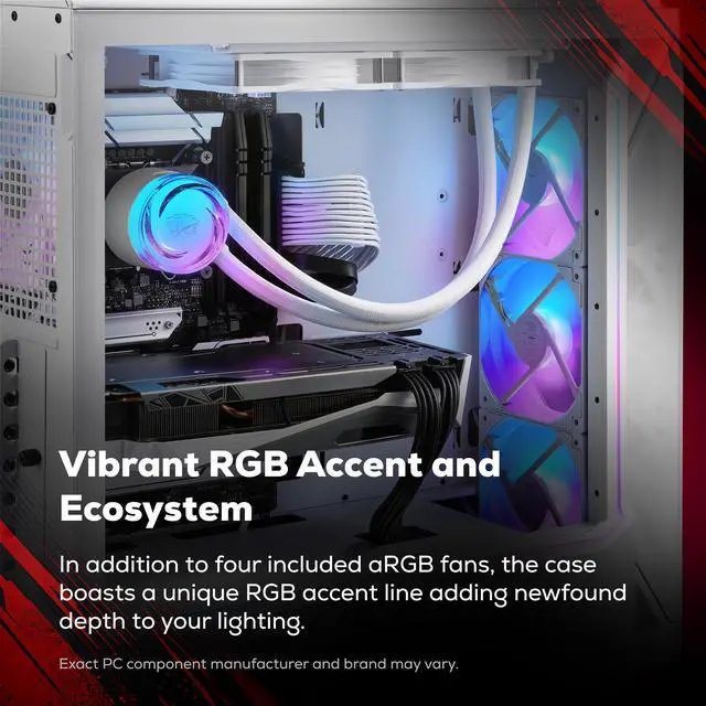 Alt view image 5 of 7 - iBUYPOWER Slate Gaming PC Desktop Computer AMD Ryzen 7 7700X3D CPU, AMD Radeon RX 9070 GRE 12GB GPU, 32GB DDR5 RAM, 1TB NVMe SSD, Windows 11 Home, Keyboard, Mouse White