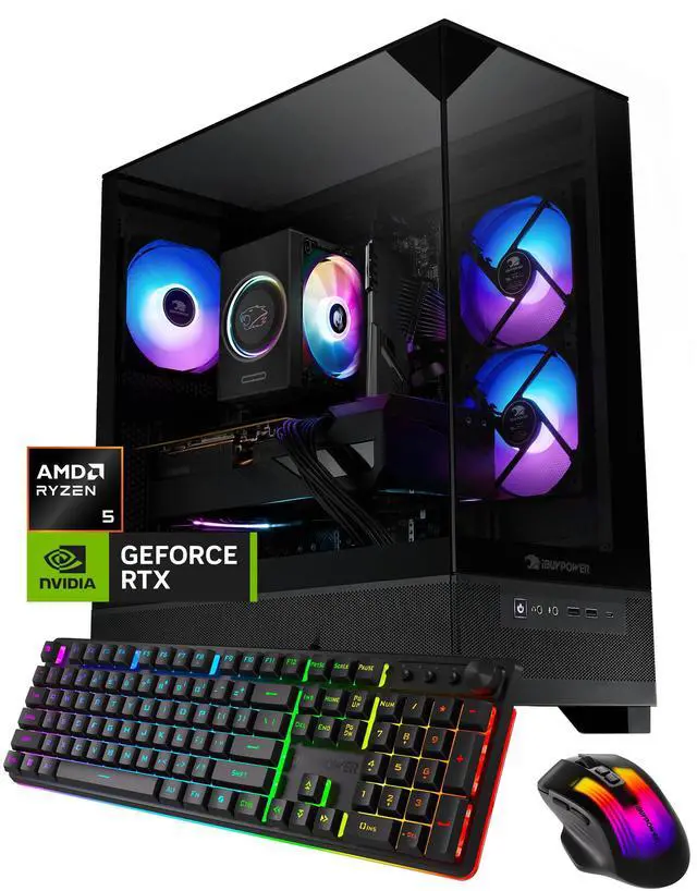 Main image of iBUYPOWER Element SE Gaming PC Desktop Computer AMD Ryzen 5 5500 CPU, NVIDIA GeForce RTX 3050 6GB GPU, 16GB DDR4 RAM, 1TB NVMe SSD, Windows 11 Home, Keyboard, Mouse Black