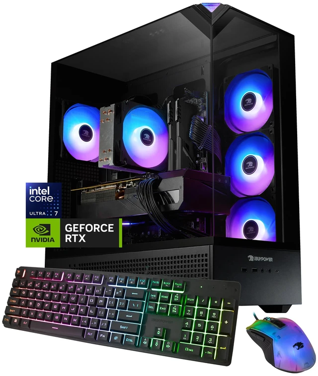 Main image of iBUYPOWER Element Gaming PC Desktop Computer Intel Core Ultra 7 265F CPU, NVIDIA GeForce RTX 5060Ti 8GB GPU, 32GB DDR5 RAM, 2TB NVMe SSD, Windows 11 Home, Keyboard, Mouse Black