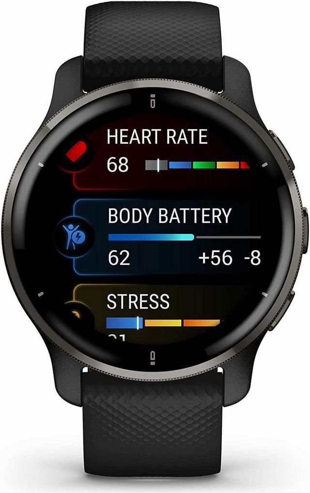 Garmin Venu 2 Plus GPS Smartwatch - Slate Bezel with Black Case