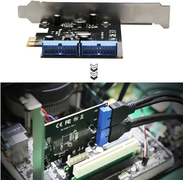 Alt view image 6 of 6 - Super Speed PCI Express to Dual 20 Pin USB 3.0 Controller Card PCI-E X1 to 2 Ports USB 3.0 Header With Low Profile Bracket