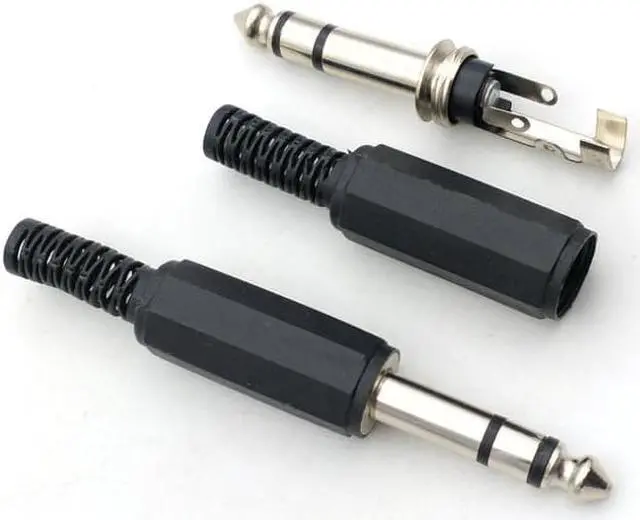 Alt view image 2 of 5 - 100pcs 6.35mm 1/4" Male Stereo Audio TRS Jack Plug Connector soldering