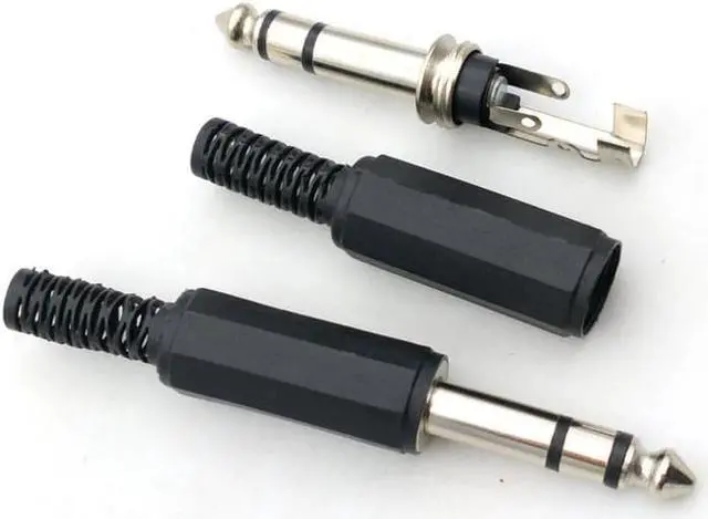 Alt view image 3 of 5 - 100pcs 6.35mm 1/4" Male Stereo Audio TRS Jack Plug Connector soldering