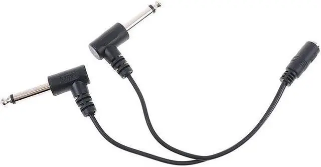 Alt view image 2 of 6 - 3.5mm Mini 1/8 inch TRS Stereo Female Jack to Dual 1/4 6.35mm Male Plug Mono TS Right Angle Audio Adapter Y Splitter Cable 20cm (1pcs)