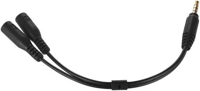 Alt view image 3 of 6 - Mic Converter Cord Two 3 Pole TRS Female to One 4 Pole TRRS Male Plug 3.5mm Microphone Adapter Cable Audio Stereo for Smartphone (1pcs)