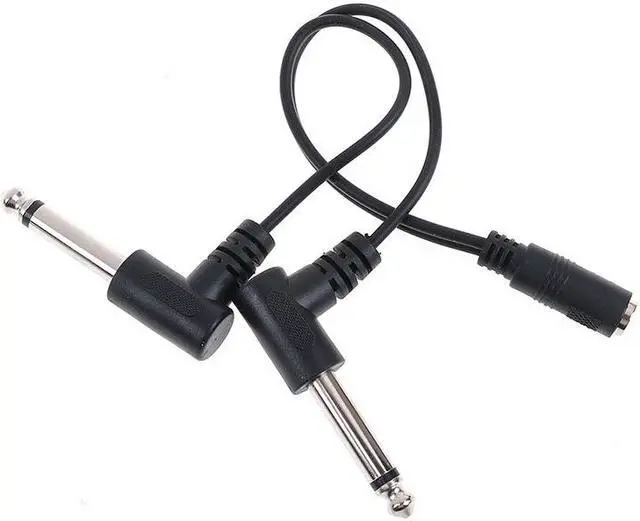 Alt view image 5 of 6 - 3.5mm Mini 1/8 inch TRS Stereo Female Jack to Dual 1/4 6.35mm Male Plug Mono TS Right Angle Audio Adapter Y Splitter Cable 20cm (1pcs)