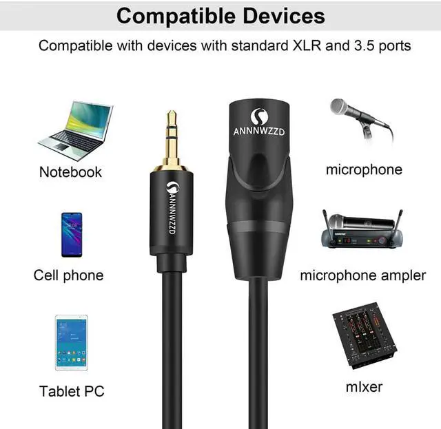 Alt view image 3 of 6 - 3.5mm Jack to XLR Cable TRS Stereo Male to XLR Male Balanced Interconnect Audio Cable for Microphones Sound Consoles Amplifier (1pcs)