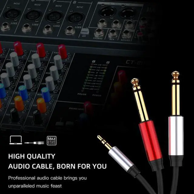 Alt view image 5 of 6 - Newest 3.5mm 1/8 TRS To Dual 6.35mm 1/4 TS Mono Stereo Y Cable Splitter Cord Compatible For IPhone IPod Computer Sound Cards (1pcs)