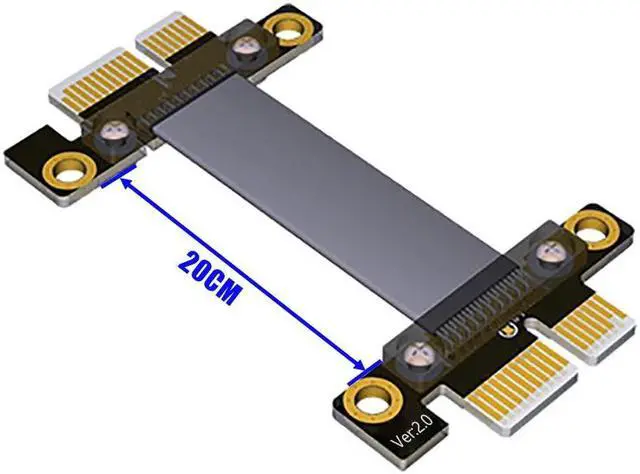 Alt view image 2 of 6 - BTBcoin Computer Cable PCI Express Extension Cable PCI-E 1X to 1X Riser Card Graphics Video Card PCIE Extender Ribbon Flex Cable