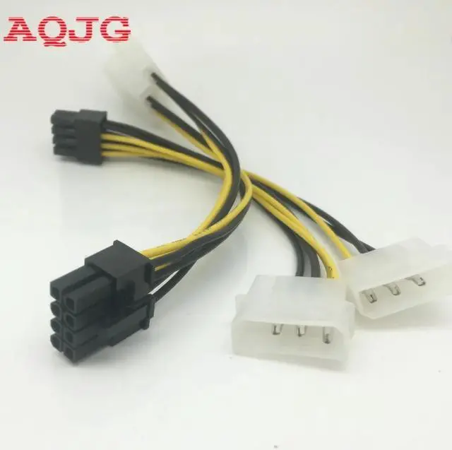 Alt view image 6 of 6 - PCI Express Adapter 4PINx2 TO PCI-E 8PIN Male To Dual LP4 Molex IDE Power Cable Adapter 16cm