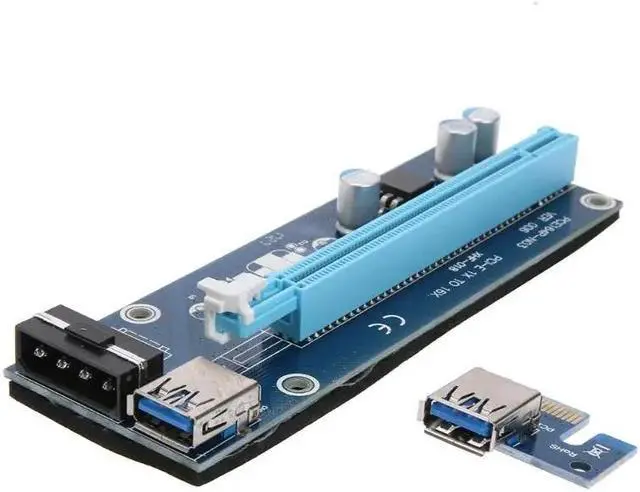 Alt view image 3 of 6 - 60cm PCI-E 1x to 16x Mining Machine Extender Riser Adapter with USB 3.0 Cable 15Pin to 4Pin IDE molex power Cable for BTC
