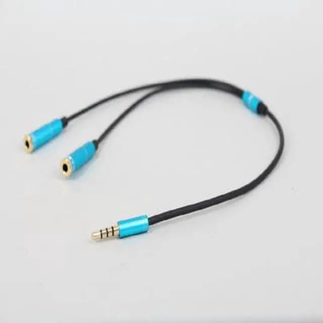 Main image of 1Pcs 3.5mm Gold Plated Stereo Audio Male to 2 Female Headset Mic Y Splitter Cable Headphone Adapter for PC Laptop Computer Blue