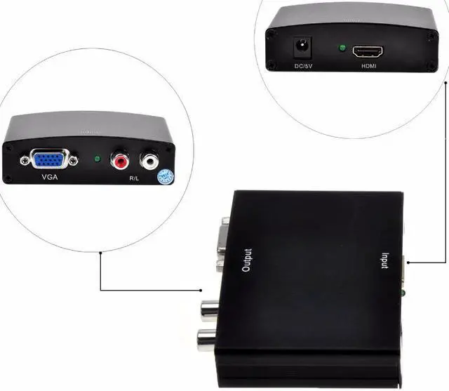 Alt view image 2 of 6 - Toy Quality HDMI to VGA Converter with Audio 1080P Connector EU/US/UK Plug Adapter For PC Laptop HDTV TV Box Projector est