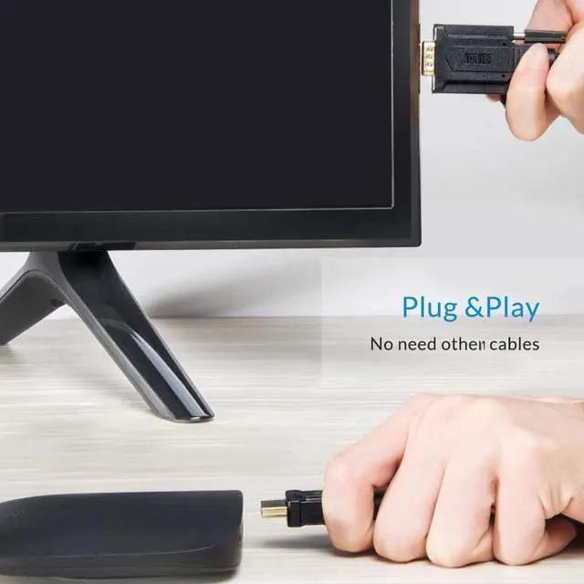 Alt view image 2 of 6 - Unnlink HDMI to VGA Cable Adapter FHD 1080P@60H with 3.5mm jack Audio Cable for computer projector ps4 smart Android tv mi box3