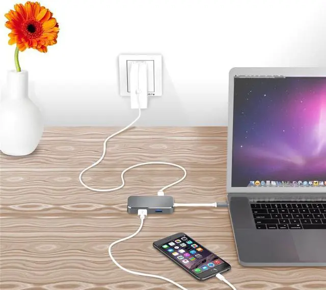 Alt view image 3 of 6 - USB Type C To HDMI 1.4 USB 3.0 Adapter USB 3.0 Type-C Adapter 4K HDMI Digital AV Multiport Adapter USB-C HUB Adapter For MacBook