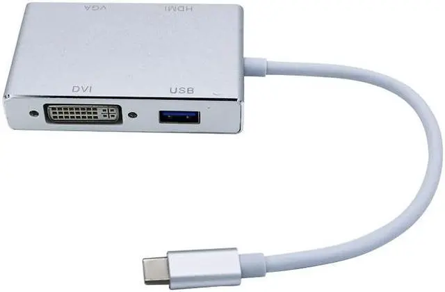 Alt view image 3 of 4 - Larryjoe 4 In 1 USB 3.1 USB-C Converter Cable USB C Type C to HDMI VGA DVI USB 3.0 Adapter for Laptop Apple Macbook Google