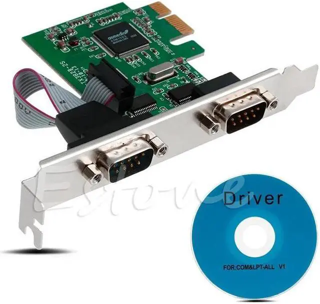 Main image of Plug And Play PCI-E PCI to Dual Serial DB9 RS232 Express Serial Controller 2-Port Adapter Card + Driver CD