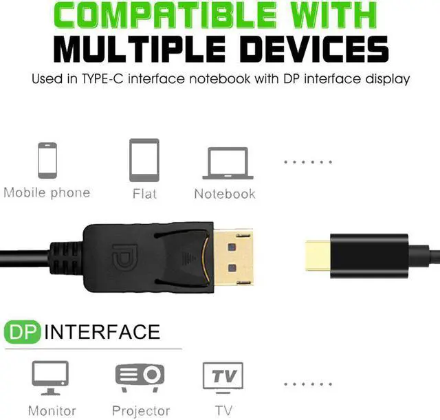 Alt view image 6 of 6 - USB C to DisplayPort 4K@60HZ Thunderbolt 3 to DP for MacBook Pro 2019/2018 ipad pro Surface Book Dell XPS Sumsang S10 Note 9 DexColor: red (type c to dp female)