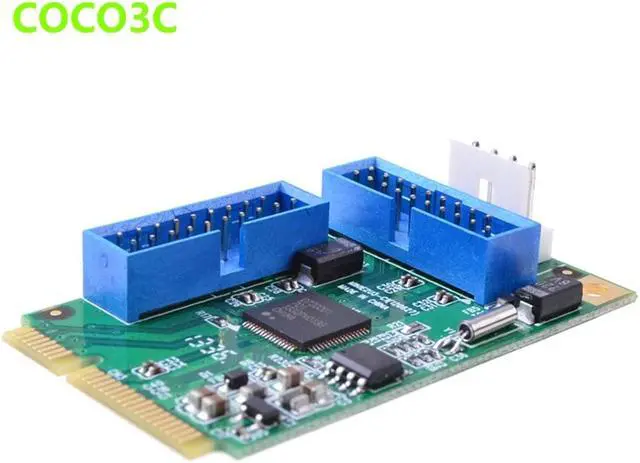 Alt view image 3 of 4 - Mini PCIe to 4 ports USB 3.0 adapter mini PCI-e to Dual 19Pin USB 3.0 header + 19P USB female header to 2 USB3.0 spiltter cable