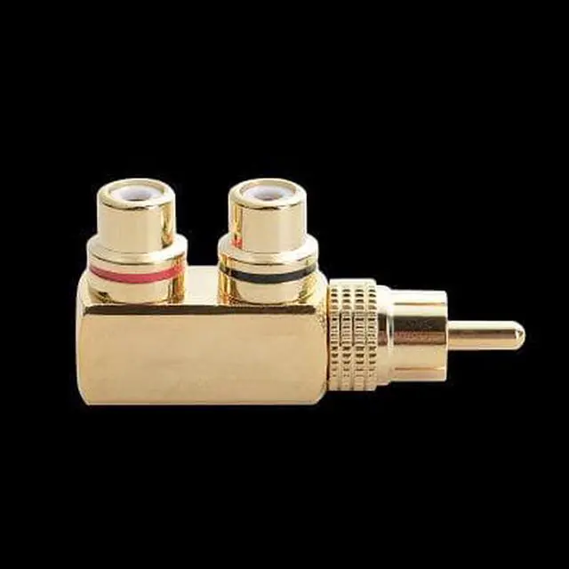 Alt view image 2 of 6 - 1Pcs Copper Audio Splitter Plug RCA 1 Male to 2 Female AV Socket Connector Adapter