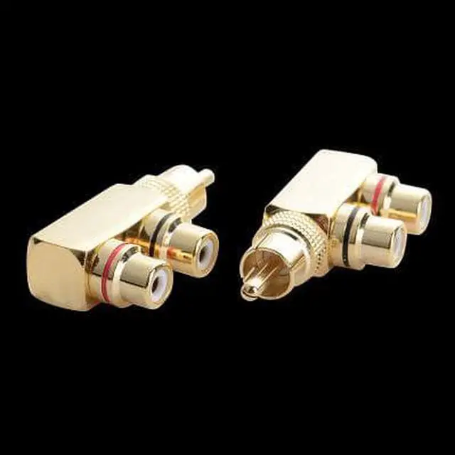 Alt view image 3 of 6 - 1Pcs Copper Audio Splitter Plug RCA 1 Male to 2 Female AV Socket Connector Adapter