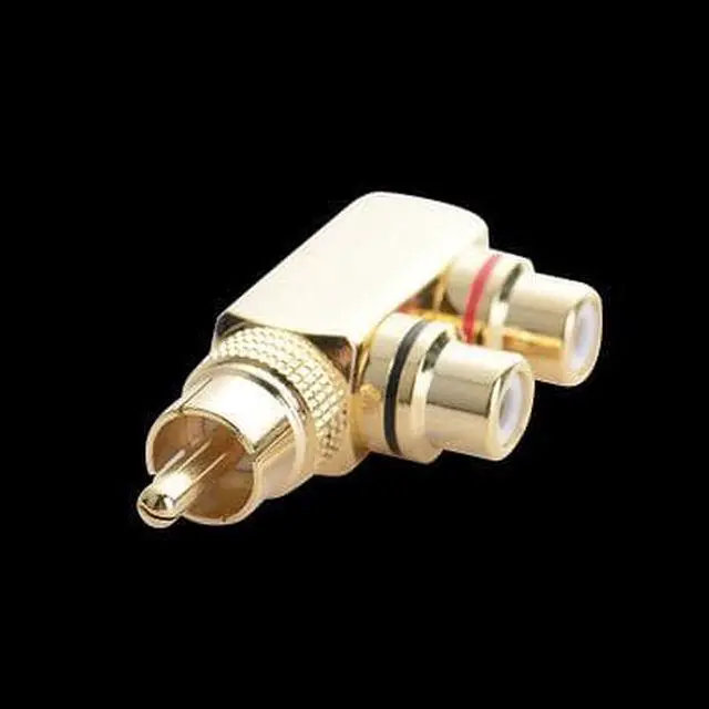 Alt view image 5 of 6 - 1Pcs Copper Audio Splitter Plug RCA 1 Male to 2 Female AV Socket Connector Adapter