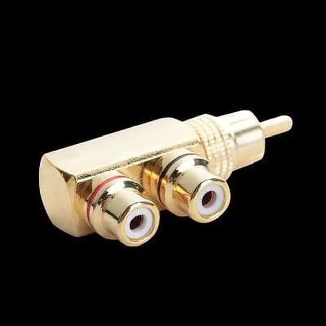 Alt view image 4 of 6 - 1Pcs Copper Audio Splitter Plug RCA 1 Male to 2 Female AV Socket Connector Adapter