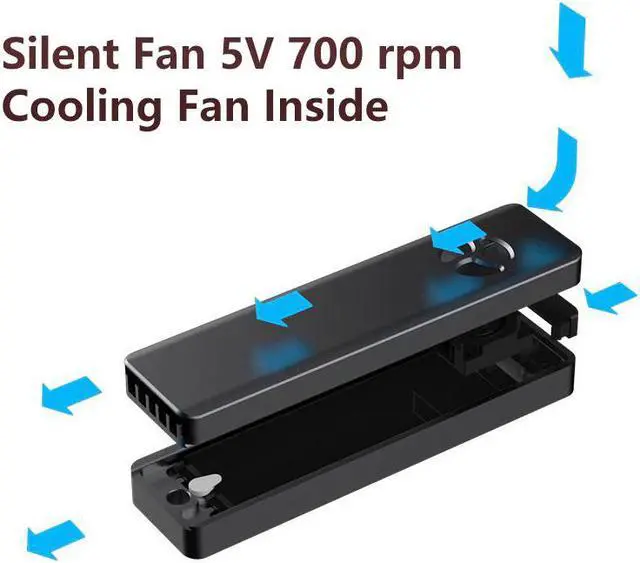 Alt view image 4 of 5 - SSD External Enclosure Box Dual Protocol M2 NVME NGFF SATA HDD Case with Cooling Fan For PCIE M Key B+M Key USB C 10Gbps