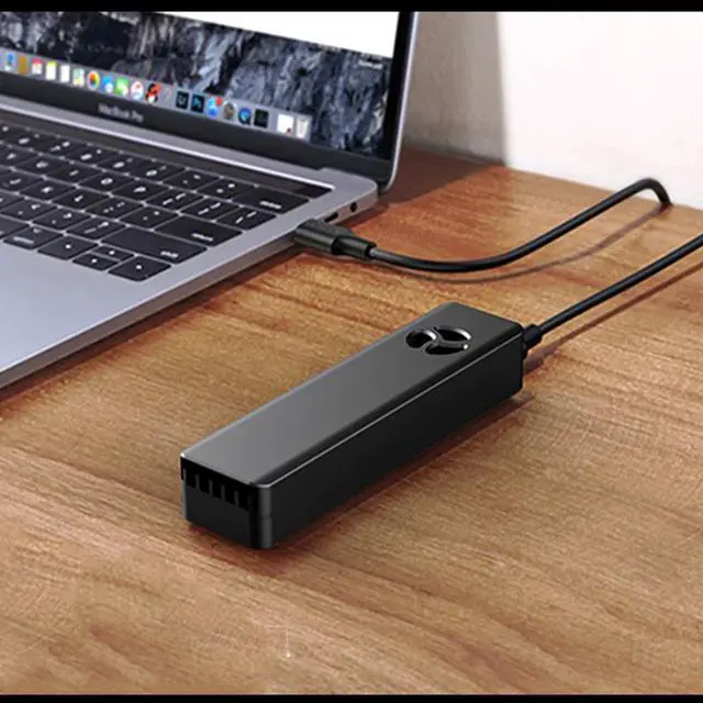 Alt view image 5 of 5 - SSD External Enclosure Box Dual Protocol M2 NVME NGFF SATA HDD Case with Cooling Fan For PCIE M Key B+M Key USB C 10Gbps