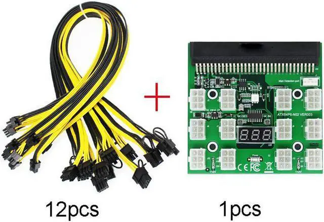 Main image of PSU/GPU Power Adapter Breakout Board 12V Ethereum ETH ZEC Devices Mining Power Supply 12pcs 18AWG PCI-E 6Pin To 6+2Pin Cables 50cm