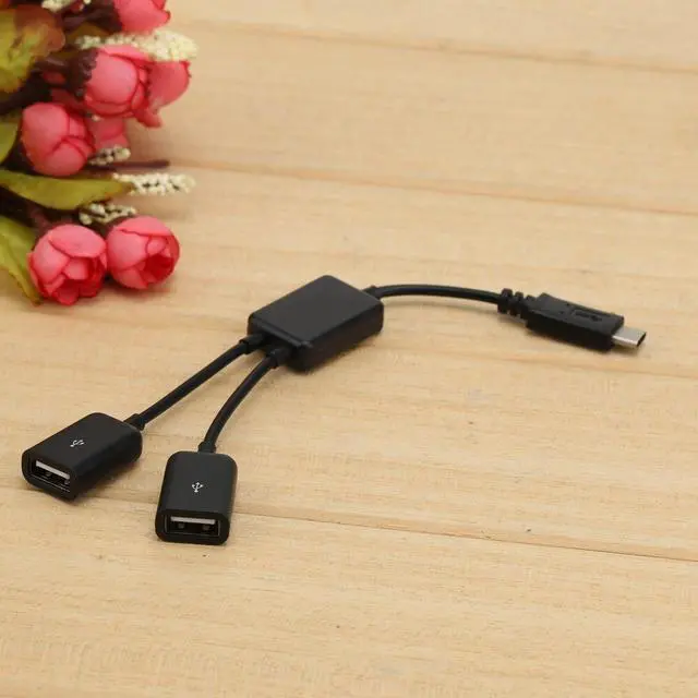 Alt view image 4 of 11 - USB 3.1 Type C OTG HUB Cable 2 in 1 USB C 3.1 Male to Female Plug Cord Splitter Type C to Dual USB2.0 Converter Adapter Wire