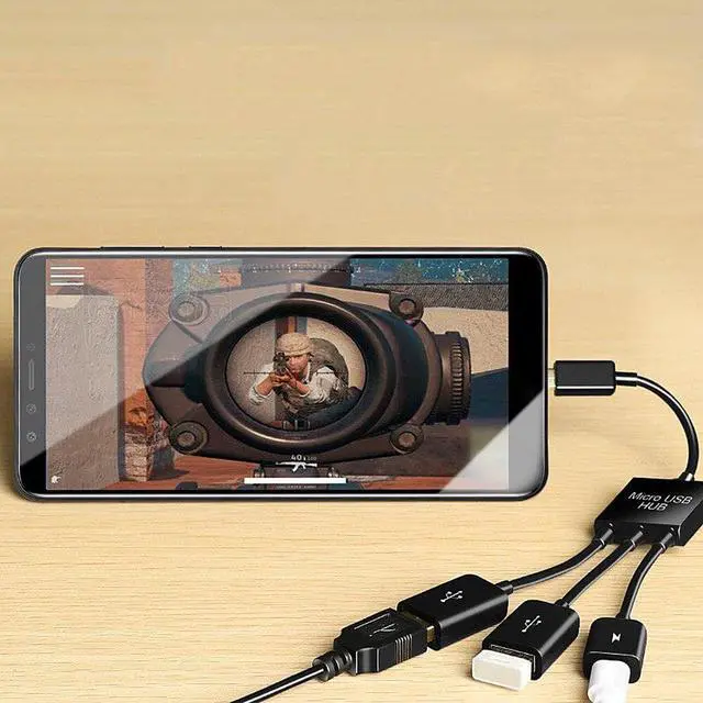 Alt view image 5 of 7 - Micro USB to 2 OTG Dual Port HUB Cable Y Splitter Micro USB Adapter Converter for Tablet Android Mouse Keyboard