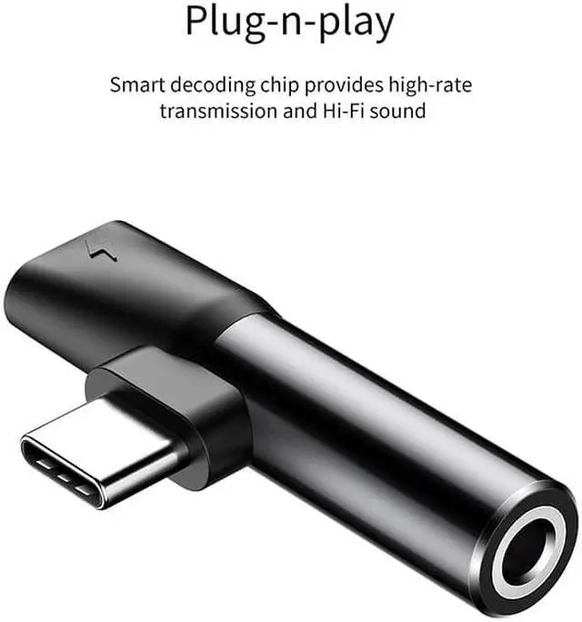 Alt view image 6 of 6 - 1Pcs Baseus L41 Usb C to 3.5mm Aux Jack Audio Adapter For Xiaomi mi 9 Huawei P30 pro Oneplus 7 Audio splitter Type C Charging Adapter