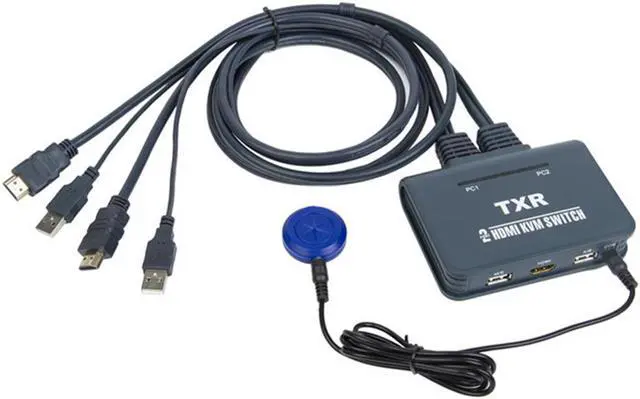 Alt view image 3 of 6 - 2 Port Computer Desktop Controller With Cables Dual Monitor USB HDMI Accessories Button Notebook Splitter Box KVM Switch