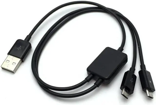 Alt view image 6 of 8 - Dual Micro USB Splitter Charge Cable USB Male to 2 Micro USB Splitter Charge Cable 1 to 2 Micro USB data Charge Cable