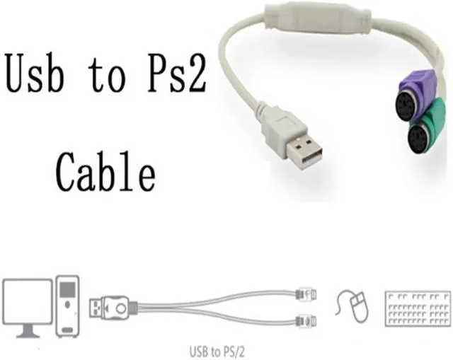 Alt view image 5 of 6 - Splitter USB 2.0 Male to 2 x Female PS2 Keyboard Mouse PS/2 Adapter Cable