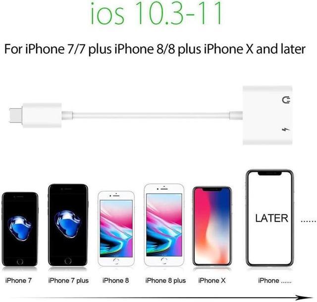 Alt view image 6 of 6 - 2 In 1 Earphone Charger Splitter Adapter for Apple IPhone X 10 7 8 9 Plus 3.5mm Headphone Charging 3.5 Jack Aux Cable Converter