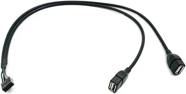 Alt view image 3 of 7 - (2 Pack) 50CM Dupont 10 Pin Female Header to 2 Port Dual USB 2.0 Type A Female Motherboard Extender Splitter Cable
