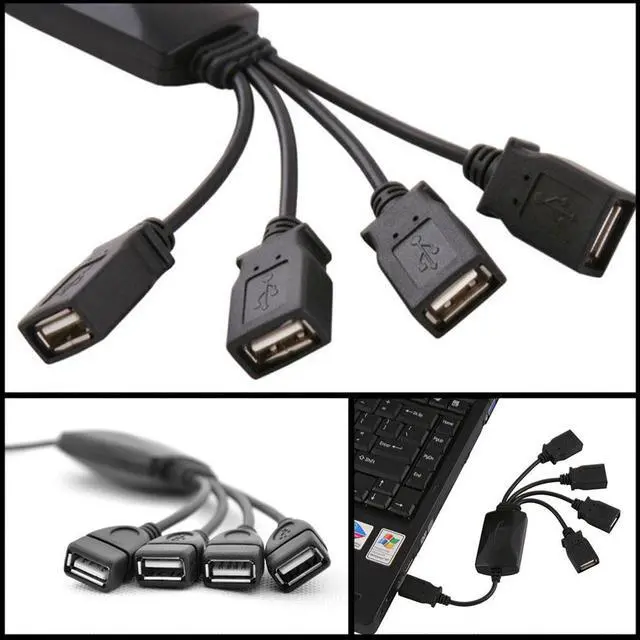 Alt view image 2 of 6 - Practical 4 ports USB cable expansion splitter adapter for laptop PC USB 2.0