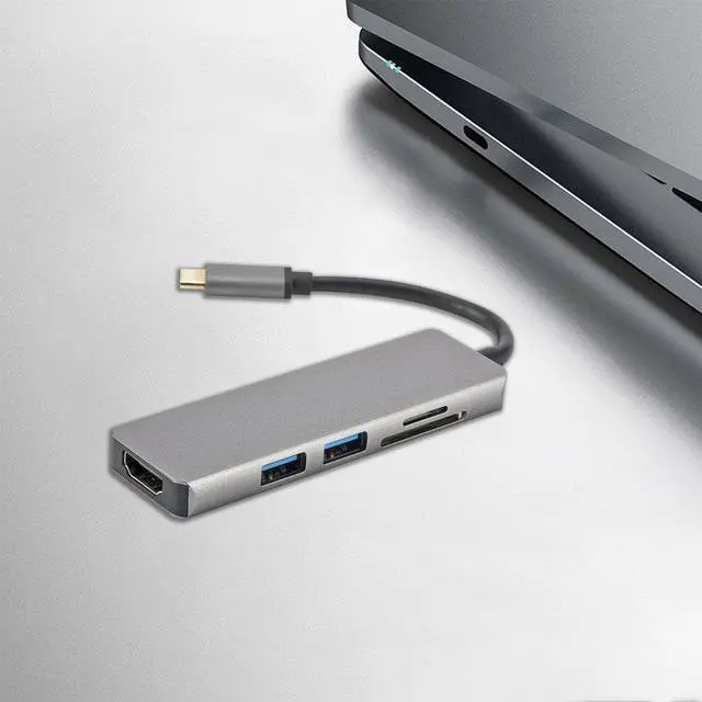 Alt view image 4 of 6 - Thunderbolt 3 hub usb c Dock USB Type C to HDMI USB3.0 cable TF SD Card 5 IN1 Adapter Splitter for Macbook Pro Dell XPS 13