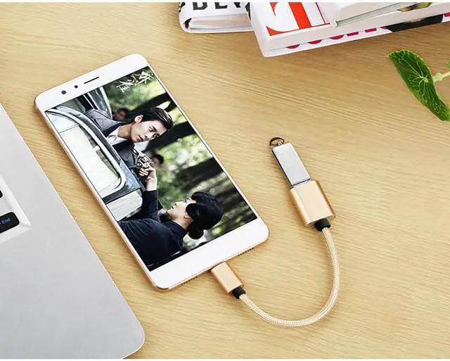 Alt view image 6 of 9 - USB Type C to OTG Cable Adapter Converter Audio Cable splitter for type c usbc otg cord alloy casing nylon wire connector type c