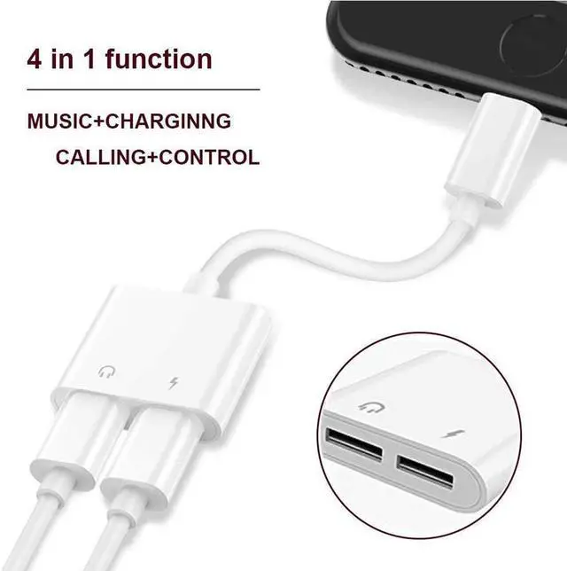 Alt view image 5 of 9 - Headphone Adapter Charging For iPhone 7 8 Plus X XR XS MAX Dongle 2 in 1 Dual Earphone Splitter Aux Audio Adaptor Charger