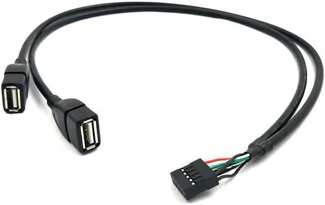 Alt view image 2 of 7 - (2 Pack) 50CM Dupont 10 Pin Female Header to 2 Port Dual USB 2.0 Type A Female Motherboard Extender Splitter Cable